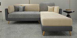 CRAFTCITY Sofa for Bedroom, Living Room, Dining Room, Drawing Room, Home Office (Grey & Beige) (2 Seater Sofa & Lounger)