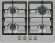 Bosch, Series 4, PGP6B5K90 60cm Gas Hob with 4 burners, 2 Dishwasher suitable cast iron pan supports, new standard sword dials, Front control