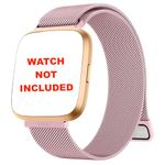 YODI Replacement Magnetic Clasp Chain Classic Strap for Fitbit Versa 1/ Versa 2/ Versa Lite/Versa SE Only Metal Straps [Smartwatch Not Included] (ROSE GOLD)