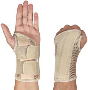 Carpal Tunnel Wrist Brace for Men and Women, Day and Night Therapy Support Splint for Relief of Arthritis, Wrists, Arm, Thumb and Hand Pain, Adjustable Straps (Left Hand-Beige, Small/Medium)