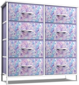 Sorbus Dresser with 8 Drawers - Furniture Storage Chest Tower Unit for Bedroom, Hallway, Closet, Office Organization Steel Frame, Wood Top, Easy Pull Fabric Bins (8-Drawer, Tie-dye Blue/Pink/Purple)