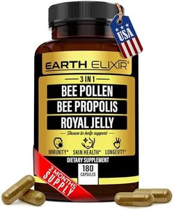 Earth Elixir 3-in-1 Bee Pollen Organic 840mg (180 Caps) W/ 840mg Bee Propolis Capsule & 840mg Royal Jelly Capsule - 3rd Party Tested - Bee Pollen Supplement - Organic Bee Pollen Capsule -No Fillers