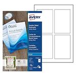 Avery C2318-25 Printable and Customisable Double-Sided Invitation Cards, Postcards, Flash Cards. 4 Cards Per A4 Sheet, White