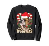 Merry Woofmas English Bulldog With Santa Claus Hat Christmas Sweatshirt