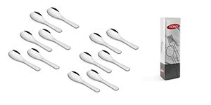 Koko Stainless Steel Masala Spoons For Spices Jar & Container | Masala Spoon Set of 12 Pieces | Small Masala Spoons For Spices | Length 9 CM, Silver Masala Spoon