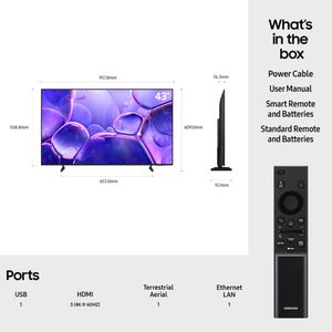 Samsung 43" Crystal 4K Smart TV – Q-Symphony, Metal Design, 2025