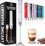 Zulay Kitchen Lux Rechargeable Milk Frother Handheld - Powerful 2-Speed Motor, Fully Waterproof, 2000mAh Battery - Drink Mixer For Latte, Cappuccino, Matcha, Protein Powder - Marble