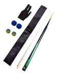 JBB Combo of Snooker and Pool cue Stick with Glove, Two chalks, 2 Tips and Half cue Cover