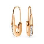 Safety Pin Symbol Support For displaced people Threader Earrings Crystal Accent Rose Gold Plated Surgical Steel Add Charms