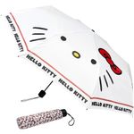Get Trend Hello Kitty Umbrella for Kids Compact Folding Mini Umbrella Windproof Kawaii Lightweight Rain Gear for Travel School Gifts for Girls (White Hello Kitty)