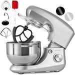 Andrew James Stand Mixer for Baking Food Mixer, 1300W Max, Large 5.5 Litre Bowl 6 Speed Pulse Mode, Kitchen Electric Mixer with Bowl, Flexi-Beater Dough Hook Balloon Whisk Removable Splash Guard