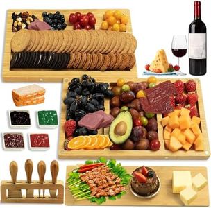 TFMOJHST 3-in-1 Premium Cheese Board Gift Set - Charcuterie Board and Knife Set Comes with Mixing Bowl, Knife Set, Perfect for Wedding Reception, Housewarming, Party Gathering Gift