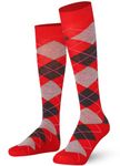 Mysocks Knee High Socks for Women and Men - Breathable Combed Cotton Seamless Toe Argyle Unisex Long Socks - Casual Knee Length Golf Socks