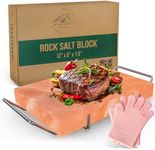 Lal Himalayan Salt Block Cooking Plate 12x8x1.5 for Cooking, Grilling, Cutting and Serving, Food Grade Rock Salt Stone with Steel Tray & Recipe Pamphlet Unique Gifts for Men, Women, Chefs & Cooks