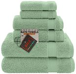 100% Cotton 6 Piece Turkish Towel Set, Ultra Soft Absorbent Bathroom Towel Set, 2 Bath Towels 2 Hand Towels 2 Washcloths, Sage Green Towel Set