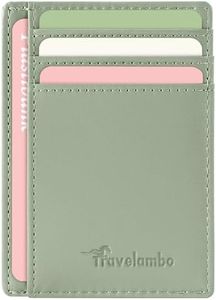 Travelambo Slim Wallet Front Pocket Minimalist Leather RFID Blocking Medium Size