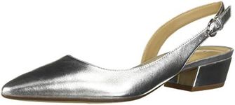 Naturalizer Womens Banks Slingback Low Heel Pointed Toe Pumps, Silver Metallic Leather