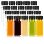 VOLCANOES CLUB 24Pcs-2oz Small Plastic Shot Bottles with Screw Caps for Liquids,Juice,Wellness Shot - Ginger Shot Bottles with Lids - Reusable/Food Grade/Leakproof/Freezer Safe Clear Mini Bottles