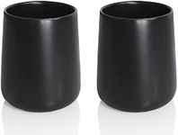 Matte Black Toothbrush Holder, 2 Pcs Ceramic Tooth Brushing Cup Holders, Toothbrush and Toothpaste Organizer Stand for Bathroom Home Decor, Countertop Dresser Storage