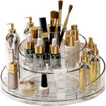 Greentainer 360° Rotating Acrylic Makeup Organiser Cosmetic Organizer for Perfume/Jewellery,Lazy Turntable Skincare Storage Tray,2 Layers Round Spinning Holder for Vanity, Bedroom, Bathroom, Office