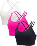 RUNNING GIRL High Impact Sports Bras for Women,Strappy Crisscross Black Sports Bra High Support with Removable Pads(WX3007 Black+White+Pink_XL)