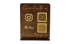 Chhavi Craft Personalized Social Media QR code Stand for Instagram, Facebook, Twitter for receiving Payment for Businesses, Offices stand Salon Hairdressers Beautician Dental Clinics Hospitals Grocery Stores business restaurant cafe counter top, Shops G pay, phone pe, (Dark wood)