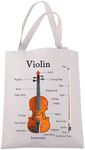 JXGZSO Violin Instrument Anatomy Tote Bag Violin Lover Gift Violin Player Gift Music Teacher Gift Violinist Gift, Violin Instrument Anatomy Tote Bag, Large