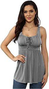 MOONCOLOUR Women's Sleeveless Lace Up Casual Tank Tops Tunic Solid Blouse