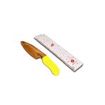 HOUSE OF ZIZI Kids Mango Wood Montessori Large Knife | Safe Cooking, Cuts Soft Vegetable & Fruits Knife | Cutting & Chopping Knife | Non-Stick Coating, Soft Touch Handles |Eco-Friendly Safe (Yellow)