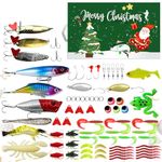 Fishing Lures Kit Advent Calendar 2024, 24 Days of Lures Lake Fishes Catching Kit Box with Spoons Crankbait, Christmas Fishing Countdown Calendar for Father Granpa Boyfriend Adult Men Teen Boys (C)