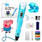 Sunfuny 3D Pen, 3D Printing Pen with 150 Feet 15 Color PLA Filament Refill, 3D Drawing Art Craft Set, 3D Printer Pen Crayon 3D Stylo Gift Kit for Kids Adults, Adjustable Speed＆Temperature, Baby Blue