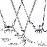 Hicarer Dinosaur Jewelry Set, 3 Pieces Dinosaur Pendant Necklace and 3 Pairs Dinosaur Earrings for Women Party Jewelry Friendship Best Friend Preppy, Zinc