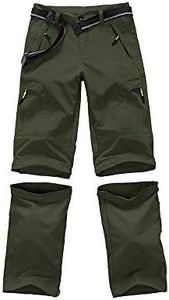 Asfixiado Boys Cargo Pants, Kids Youth Girls Athletic Outdoor Quick Dry Waterproof UPF 50+ Hiking Climbing Convertible Trousers #9017 Army Green-S