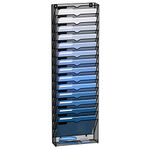 DALTACK Wall File Holder 16 Tier Hanging Wall File Organizer, for Papers Mails Folders Clipboard Magazine Organization, for Office Home, Mesh Metal, Black