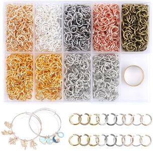 Gmma 8 mm Jump Rings for Jewelry Making 7 Colors 1200 Pcs Stainless Steel Jump Rings with Open/Close Tools for Necklace Bracelet Repair Keychains Jewelry Making Supplies(8mm/0.31")
