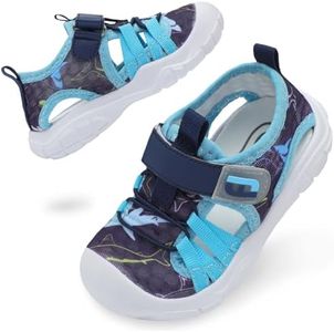 JOINFREE Toddler Boy Shoes Kids Summer Sandals Hook and Loop Water Shoes Walking Breathable Summer Shoes 4 Toddler NavySahrk