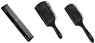 VEGA Premium Collection Paddle Hair Brush for Men & Women & VEGA Premium Collection Mini Paddle Hair Brush for Men & Women, (8586 M) & Vega Half Coarse and Half Fine General Grooming Comb, Black