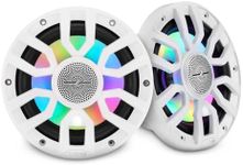 DS18 NXL-IQ7.7/WH 7.7” Marine Coaxial Speakers with Digital LED Lights and Deck Light, Bullet Tweeter, 175W RMS, IP65 Waterproof, High Sensitivity 96dB, Marine Audio for Boats & Powersports - Pair