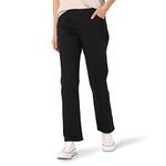 Lee Women’s Petite Relaxed Fit All Day Straight Leg Pant, Jet Black, 12 Petite