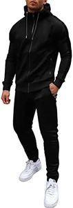 COOFANDY Men's Casual Tracksuits Black Long Sleeve Jogger Suits Lightweight Tracksuit with Zipper Pockets Sweat Suit (Black S)