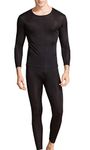 METWAY Silk Long Underwear Men's Silk Long Johns|2pc Thermal Underwear Set, Black, Large