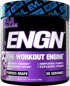 EVL Intense Pre Workout with Creatine - ENGN Energizing Pre Workout for Men Powder Drink for Lasting Energy Focus and Recovery - with Beta Alanine Caffeine and L Theanine - Furious Grape