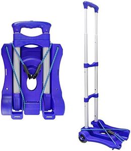 Sutekus Folding Hand Truck and Dolly 110-lbs Lightweight Portable Luggage Cart for School Travel Office Moving (Blue)