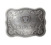 Ariat Western Buckle Rope Rectangle Floral Shield Logo Silver A37006