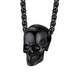 Skull Necklace for Men Women Pendant Chain Skeleton Gothic Goth Halloween Mens Jewelry Black Necklaces