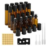 YONGQING 20 Pieces Roller Ball Bottles for Essential Oils, 5/10ml Rollerball Bottles, Brown Roller Bottles for Essential Oils, Roller Bottles For Essential Oils,Perfumes,Cosmetics,Massages