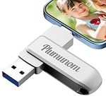 Plumunom Photo Stick for iPhone USB Flash Drive 256GB, Flash Drive for iPhone Memory Stick for Save More Photos and Videos,All Metal 3 in 1 iPhone Thumb Drive with iOS,Type c,USB Port.…