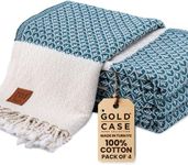 Gold CASE Turkish Beach Towel Set of 4 – 100% Cotton Large Turkish Bath Towels 67 x 38'' – Helen Extra Large, Quick Dry & Sand Free Towels – Peshtemal for Pool – Teal