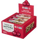 Taste of Nature Organic Cranberry Snack Bar - Healthy, Gluten Free, Non GMO, Vegan Snack Bars with Mixed Nuts, Fruits and Seeds - 16-Count Snack Pack