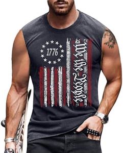 Heralady 4th of July Shirts Mens Muscle Tank Top 1776 Sleeveless Graphic Gym Workout USA Flag Shirt Grey Large